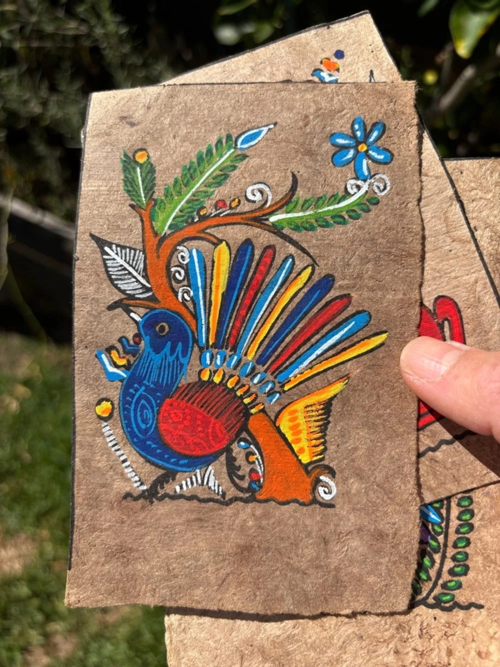 Hand-Painted Folk Art Animal Panels - Colorful Bird & Fox Motifs from Guatemala - Picture 7 of 11